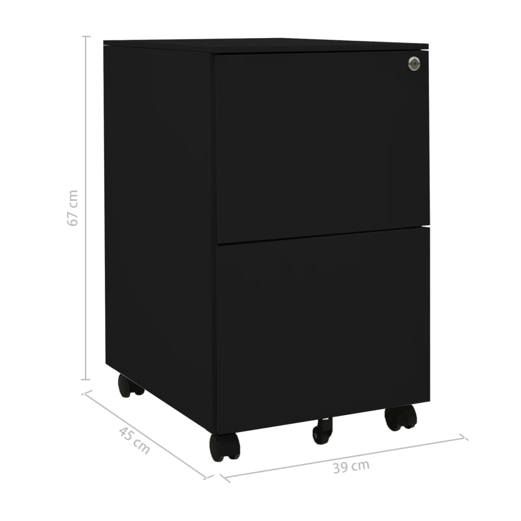 Mobile File Cabinet Black 39x45x67 cm Steel